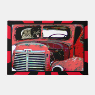 Keeshond Christmas Old Truck Painting Dog Art Doormat