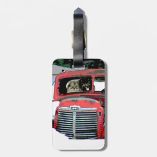 Keeshond Christmas Old Truck Painting Dog Art Luggage Tag