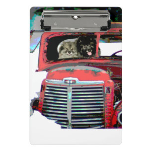 Keeshond Christmas Old Truck Painting Dog Art Mini Clipboard
