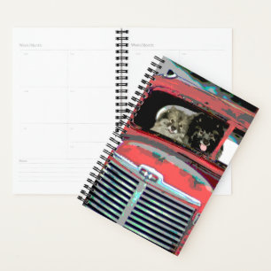 Keeshond Christmas Old Truck Painting Dog Art Planner