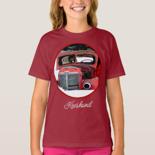 Keeshond Christmas Old Truck Painting Dog Art T-Shirt