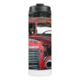 Keeshond Christmas Old Truck Painting Dog Art Thermal Tumbler
