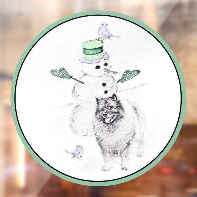 Keeshond Christmas Snowman Painting Dog Art (Sheet 2)