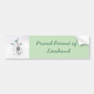Keeshond Christmas Snowman Painting Dog Art Bumper Sticker