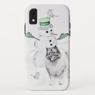 Keeshond Christmas Snowman Painting Dog Art Case-Mate iPhone Case