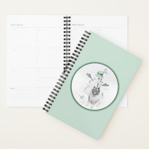 Keeshond Christmas Snowman Painting Dog Art Planner