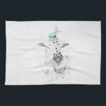 Keeshond Christmas Snowman Painting Dog Art Tea Towel<br><div class="desc">Keeshond Christmas Snowman dog portrait, original painting. We specialise in cute and funny original art. Buy this for yourself or as a great gift for your Keeshond loving friends. Be creative - click on CUSTOMIZE to add/remove/change text, resize the picture, change colours or anything else the customisation tool will allow!...</div>