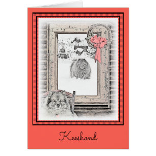 Keeshond Christmas Winter Window Painting Dog Art