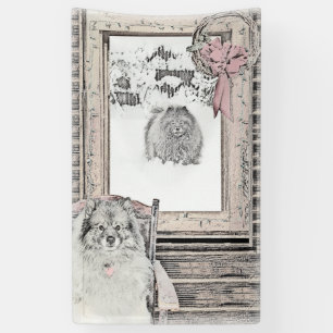 Keeshond Christmas Winter Window Painting Dog Art Banner