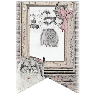 Keeshond Christmas Winter Window Painting Dog Art Bunting