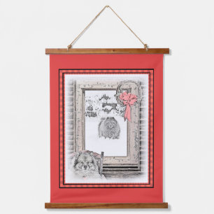 Keeshond Christmas Winter Window Painting Dog Art Hanging Tapestry