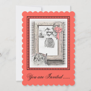 Keeshond Christmas Winter Window Painting Dog Art Invitation