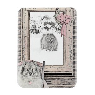 Keeshond Christmas Winter Window Painting Dog Art Magnet