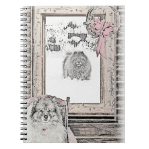 Keeshond Christmas Winter Window Painting Dog Art Notebook