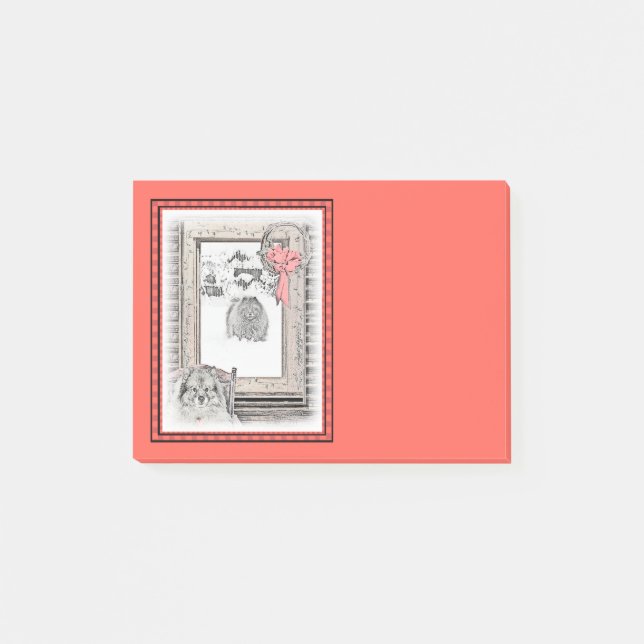 Keeshond Christmas Winter Window Painting Dog Art Post-it Notes (Front)