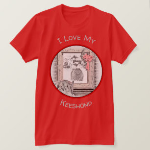 Keeshond Christmas Winter Window Painting Dog Art T-Shirt