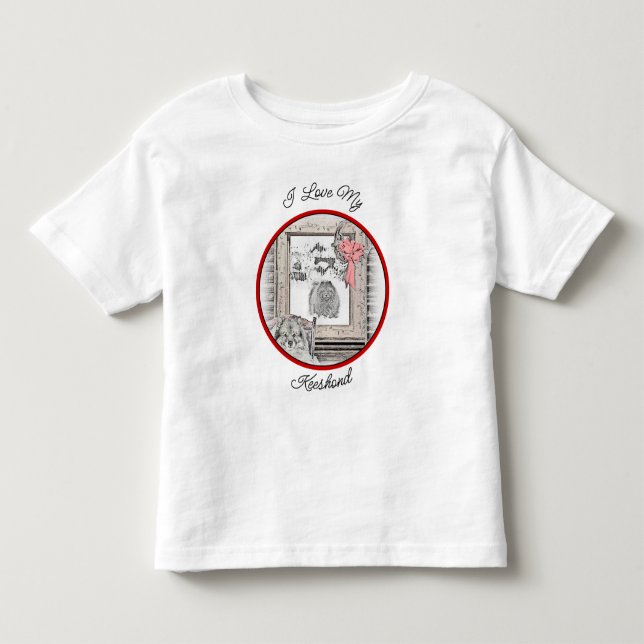 Keeshond Christmas Winter Window Painting Dog Art Toddler T-Shirt (Front)