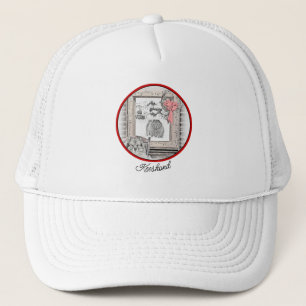 Keeshond Christmas Winter Window Painting Dog Art Trucker Hat