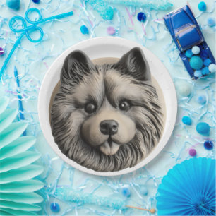 Keeshond Dog 3D Inspired Paper Plate
