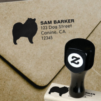 Keeshond Dog Breed Silhouette Return Address Rubber Stamp