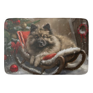 keeshond Dog Christmas Festive  Bath Mat