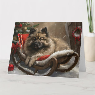 keeshond Dog Christmas Festive Card