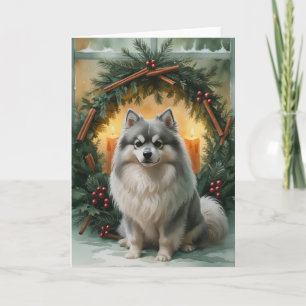 Keeshond Dog Christmas Greeting Card