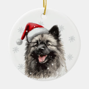 Keeshond Dog Christmas Personalized Ceramic Tree Decoration