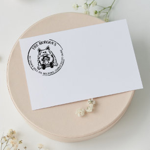 Keeshond Dog Family Return Address  Rubber Stamp