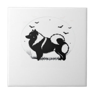 Keeshond Dog � Halloween Moon Silhouette Classic T Tile