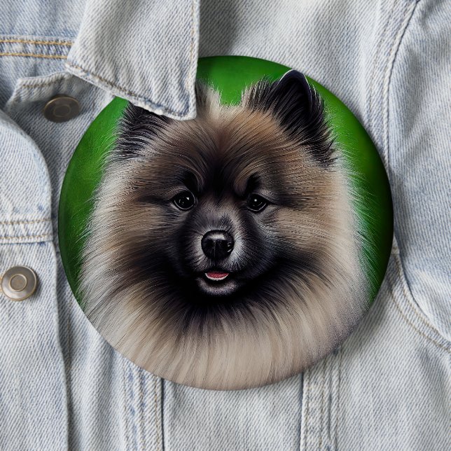 Keeshond Dog in St. Patrick's Day Dress 6 Cm Round Badge (In Situ)