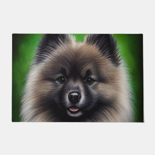 Keeshond Dog in St. Patrick's Day Dress Doormat