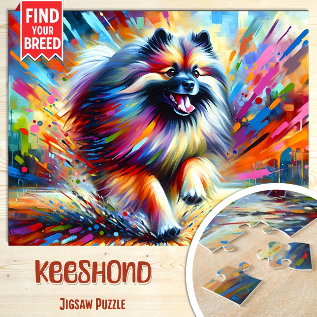 Keeshond Dog Portrait Acrylic Art Print Lover Jigsaw Puzzle (Creator Uploaded)