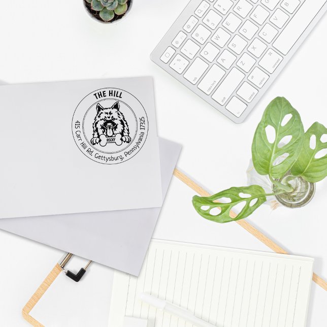 Keeshond Dog Return Address Family Rubber Stamp (Creator Uploaded)