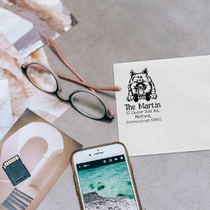 Keeshond Dog, Return Address,  Rubber Stamp