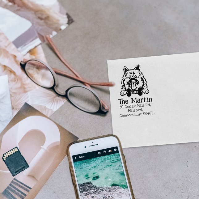 Keeshond Dog, Return Address,  Rubber Stamp (Creator Uploaded)