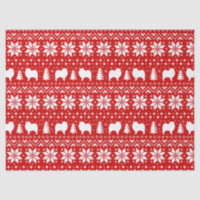 Keeshond Dog Silhouettes Christmas Pattern Red