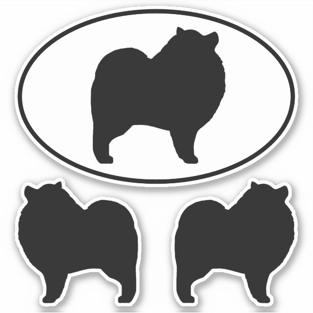 Keeshond Dog Silhouettes Kees Vinyl Sticker Set (Front)
