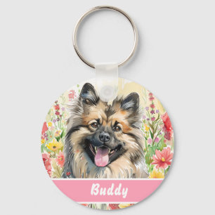 Keeshond Dog Tag – Custom Info Key Ring