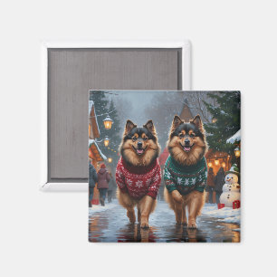 Keeshond Dogs Christmas Snow Holiday Magnet