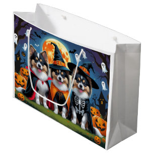 Keeshond Dogs Pumpkin Halloween Funny Large Gift Bag
