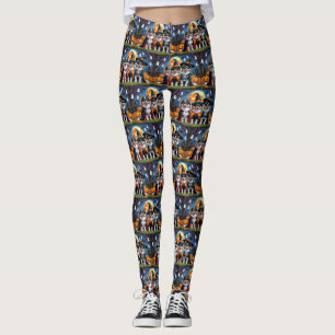 Keeshond Dogs Pumpkin Halloween Funny Leggings