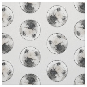Keeshond Drawing Kees Puppy Cute Original Dog Art Fabric
