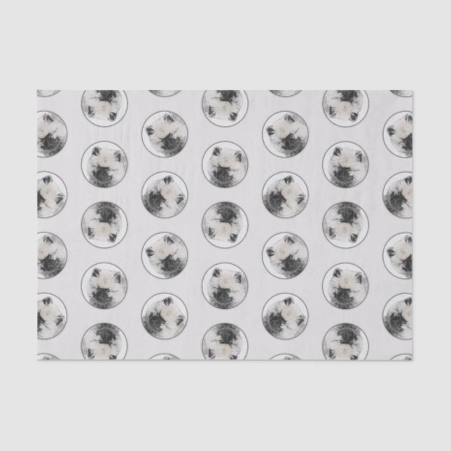 Keeshond Drawing Kees Puppy Cute Original Dog Art Tissue Paper (Front)