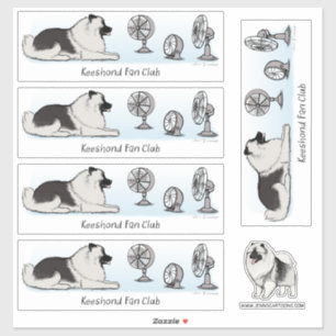 Keeshond Fan Club   Cute Dog with Fans Sticker Set