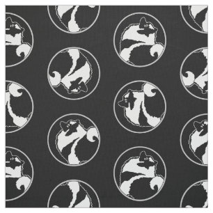 Keeshond Graphic Outline Cute Original Pet Dog Art Fabric