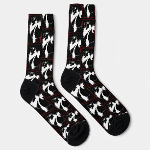Keeshond Graphic Outline Cute Original Pet Dog Art Socks