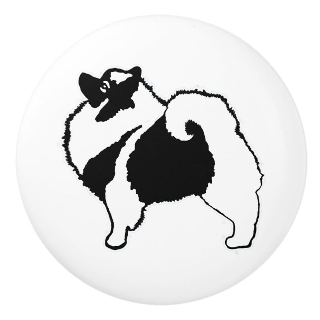 Keeshond Graphics  - Cute Original Dog Art Ceramic Knob (Front)