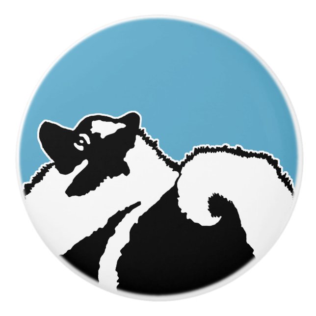 Keeshond Graphics  - Cute Original Dog Art Ceramic Knob (Front)