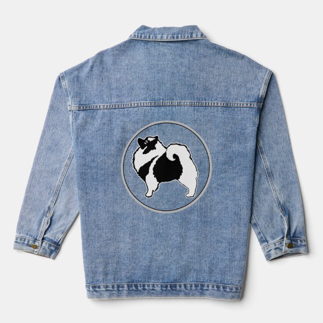 Keeshond Graphics  - Cute Original Dog Art Denim Jacket (Back)